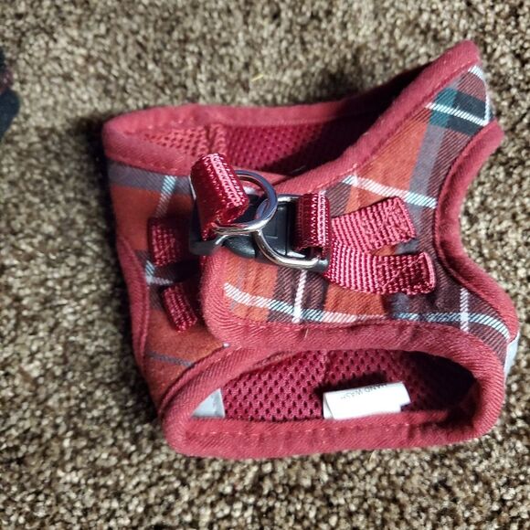 Buffalo Plaid Small Dog Sweater & 2 Pupteck Harnesses Red Plaid Paw Shield XS/S - Picture 4 of 10